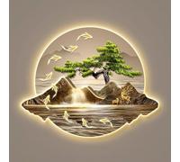 Décor d'art Mural LED, Sculpture Murale Moderne de Paysage de Pin Accueillant, Décoration murale 3D avec Crochets métalliques, Sculpture Murales pour La Maison, Salon(Color K,70cm)