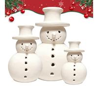Décor de Bonhomme de Neige en Terre Cuite, décorations de Figurines de Noël Faites à la Main, décor d’Hiver en Argile Blanche - Ornements de Table de Vacances | Style Rustique Unique pour la ma S+M+L