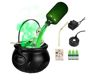 Décor De Chaudron D’Halloween - Bol Noir Rétro | Pot De Bricolage Avec Bouteille De Potion Flottante, Support De Crâne, Diffuseur | Parfait Pour La Table À Manger, La Cheminée, Le Salon, Le Porte-bonb