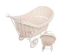 Décor de chaussée pour , chariot de bébé tressé pour bébé prénatal, Poussettes tressées à la main rustiques, panier de rangement léger esthétique pour décoration de matrim