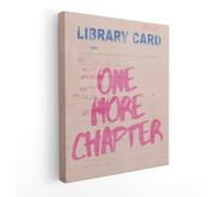 Décor de Coin Lecture Bibliothèque,Art Mural Livre,Carte de Bibliothèque Retro Rose Tendance "One More Chapter" sur Toile pour Salle de Classe Chambre Fille Dortoir Salle de Lecture,Sans Encadrement