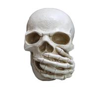 Décor de crâne d'Halloween, statue de tête de squelette | Décor de tête de squelette effrayant en résine,Faux ornement de bureau en forme de tête de crâne humain, sans look, sans dire, pour décor de s