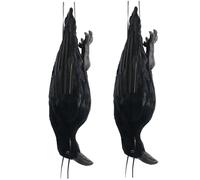 Décor de Crows Halloween, 2pcs 40 cm réaliste à Plumes réalistes Raven Morts Suspendus pour Halloween, Ravens Prop pour hanté