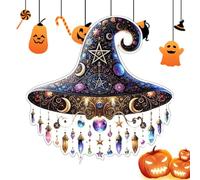 Décor de fenêtre du chapeau de sorcière - Ornement d'Halloween en acrylique 2D pour les événements de vacances saisonniers, accent festif avec une fonction de suspension murale, décoration pour la mai