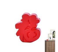 Décor de Feng Shui, décorations du Nouvel an Chinois, Lucky Golden Red Sculpture, Figurine décorative de Richesse, Ornements de résine de Paysage Miniature pour Magasin Home Store