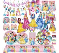 Décor de fête d'anniversaire princesse pour filles, ballons de fête, vaisselle, assiette, décoration de gâteau, stand Photo d'anniversaire pour filles, décoration de réception-cadeau pour bébé 6pcs st