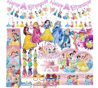 Décor de fête d'anniversaire princesse pour filles, ballons de fête, vaisselle, assiette, tasse, décoration de gâteau, stand Photo d'anniversaire pour filles, cadeaux de réception-cadeau pour bébé 10