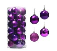 Décor de fête noël 24 pièces, Boule, réception Nuptiale for décoration d'arbre, décor Suspendu Rose Rouge Argent Bleu pour Decoration Noel ExtéRieur Ou IntéRieure(Purple)