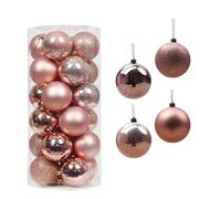 Décor de fête noël 24 pièces, Boule, réception Nuptiale for décoration d'arbre, décor Suspendu Rose Rouge Argent Bleu pour Decoration Noel ExtéRieur Ou IntéRieure(Rose Gold)