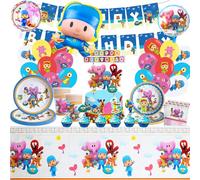 Décor de fête Pocoy, ensemble de vaisselle et décoration | Nappe, Assiettes en carton, Drapeau, Décoration d'anniversaire