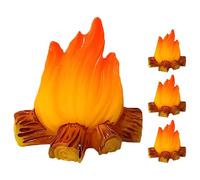 Décor de Feu de Camp Miniature Réaliste, en Résine, Lot de 4 | Scène de Jardin Féerique et Terrain Rpg, Figurines Décoratives, Montage Simple, Modèle Compact