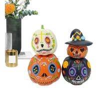 Décor De | Figurines De Résine De Citrouilles d'halloween 4 Pièces Ornements De Bureau Empilables Magnétiques | Day of The Dead Pumpkinn Statues for Festival Party Home Home Holiday Bedroom