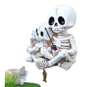 Décor De Figurines Squelettes - 9x6,5x7,7 Cm Statues De Jardin Décoratives | Résine De Sculpture De Pêche Au Squelette Pour Jardin Balcon Bibliothèque Arrière-Cour De La Piscine De La Piscine De La Pi