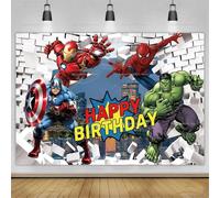 Décor de fond de scène Avengers Super Héros, personnages classiques Marvel, pour fête d'anniversaire d'enfants, garçons, ou baby shower, accessoires photo G-4967