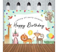 Décor de fond pour le 1er anniversaire - Animaux de la jungle et du safari, compatible avec une décoration de fête sur le thème du zoo vert,