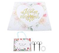 Décor de fond pour séance photo de fête, aimants « Just Married », ventouses en silicone, motif cœur découpable, style bohème, tissu