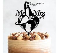 Décor de gâteau de mariage sur le thème du voyage, R personnalisé avion voyage 15-18 cm Acrylique ou bois Matériau Décoration de gâteau