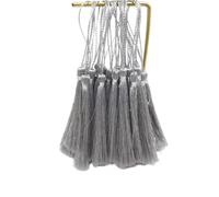 Décor de Gland Lot de 100 Marque-Pages à Pompons, Soyeux Faits la Main, Mini artisanaux Doux avec Boucles, Franges for Fabrication bi-joux DIY(Silver)