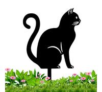 Décor De Jardin Chat Métal - De Chat Noir | Pieu Métallique Résistant Aux Intempéries | pour Plate-Bande, Terrasse Ou Allée | Design Contemporain
