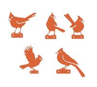 Décor de jardin d'oiseaux-panneaux en fer Vintage 5 pièces, piquets d'art d'oiseaux en métal rouillé | Pot de fleurs, jardinière, branche de clôture, cour extérieure, paysage, pelouse, Patio, fête d'a