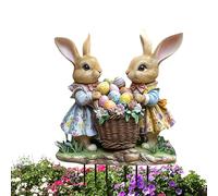 Décor De Jardin en Acrylique Lapin,Tuteur de Pelouse Lapin Mignon 2D Plat Debout avec Œufs - Supports d'Extérieur Animaux Art, Panneau Décoratif Extérieur,pour Les Célébrations de Pâques ou du