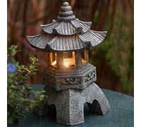 Décor de jardin japonais, pagode de jardin, statue de lanternes de pagode solaire, décoration asiatique zen extérieure / intérieure pour balcon paysag