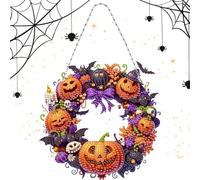 DÉCOR DE LA VERITE MUR ACRYLIQUE 2D HACKABLE - Couronne De Peinture De Ramines, Pumpkin Dia Mond Art | Rhin Stone Painting Craft Kit For Chought Study Apartment Car Activity Classroom Activity Hallowe