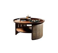 Décor De Maison Table Basse Ronde en rotin et Bois, Style Wabi-sabi Simple et rétro, Table Basse Ronde for Salon Tables Basses pour Le Salon