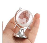 Décor de Mini Globe, 2.6in Earth Globes Crystal Glass Ball Sphère de Cristal 3D, Globe de Cristal 3D avec Support pour Chambre à Coucher Ornement de Bureau Souvenir bureau Decor(Argent)