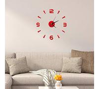 décor de montre de miroir acrylique de 1 mm,Autocollant d'horloge murale, autocollants d'horloge murale sans cadre, horloge murale de bricolage(Rouge), Horloge murale Sticker horloge Décor de mon