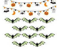 Décor de mur de chauve-souris - ensemble brillant d'Halloween, chauves-souris gothiques | Kit de décoration effrayant de 10 pièces, accessoire de bâton facile avec effet léger pour la scène de la cham