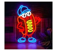 Décor de néons Hot Dog pour enseigne au néon à intensité variable drôle pour lumière Party Thème Lumière Décor 38x24cm