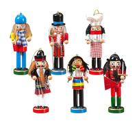 Décor de Noël - Ensemble de figurines de vacances en bois, ornements de soldats classiques | 6 pièces de figurines à collectionner avec support pour centre de table salon chambre cuisine festival de