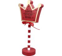 Décor de Noël Stop Here Metal Solid Wood LED Delicate Santa Stop Here Tree Topper for Christmas Party Crown 15.5x8.5x30.5cm