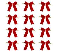 Décor De Nœuds De Noël, Arcs En Satin À Cravate Rouge, Nœud De Couronne De Velours, Un Matériau En Velours Riche, Un Design Vif Et Accrocheur, 8,5x8,5 Cm, Pour Guirlande, Porte D'entrée, Cour, Jardin