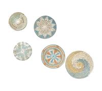 Décor de panier mural tissé à suspendre, ensemble de 5 décorations murales circulaires bohèmes, panier de décoration murale circulaire tissé à la main, salle d'art for ferme, salons, chambres à couche