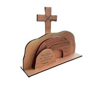 Décor de Pâques pour tombeau - Scène de résurrection, en bois vide avec figurines Cřoss | Plateau à plusieurs niveaux Jesus Tom̃b fabriqué à la main pour l’affichage de la maison religieuse du p