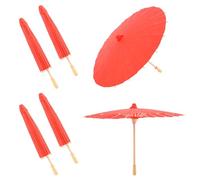 Décor de Parapluie en Papier, 40cm Couleur Pure Parapluie en Papier Blanc Parapluie Décoratif Chinois Parasol pour Bricolage Peinture Décorations de Mariage Accessoires Photo (Rouge*4pcs)