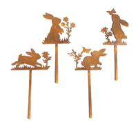 Décor de pelouse de Lapin | Stakes d'animaux en métal Rustique | Figures d'art du Jardin avec revêtement, Insertion de Sol Simple et Silhouettes Mignonnes pour améliorer Les paysages extérieur