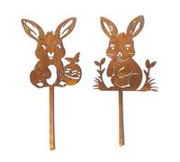 Décor de pelouse de Lapin | Stakes d'animaux en métal Rustique | Figures d'art du Jardin avec revêtement, Insertion de Sol Simple et Silhouettes Mignonnes pour améliorer Les paysages extérieur