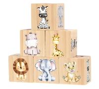 Décor de pépinière de garçon, jouets puzzle d'animaux en bois 6 pièces, décor pépinière jungle, ensemble jeu éducatif pour tout-petits et décoration chambre mignonne