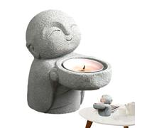 Décor De Petit Moine Bouddha - Texture En Résine Polie À La Main, Structure De Base De Bougie Calme, Accent De Bougie Chauffe-plat Doux, Design D'affichage De Bureau Compact | Création D'une Atmosphèr