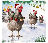 Décor de pieu de jardin animal - Poulet enjeux des panneaux, ornement de la pelouse en acrylique de vacances, art du jardin résistant aux intempéries pour décorations de Noël en plein air, enjeux de d