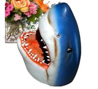 Décor de requin de jardin | Sculptures et statues de tête de requin | Statue de 3D, sculpture de jardin pour patio intérieur extérieur, ornements de pelouse