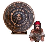 Décor de roue de l'année - Board d'astrologie en bois, graphique du zodiaque céleste, sculpture de radiet mystique avec support | Décoration pour les salles de yoga, de méditation, magasins spir