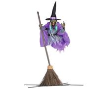 Décor de sorcière Flying Witch avec Balai 71in Grand Halloween Effrayant décor Effrayant Demi-Corps décorations d'halloween pour Jardin, cimetière, fête