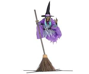 Décor de sorcière Flying Witch avec Balai 71in Grand Halloween Effrayant décor Effrayant Demi-Corps décorations d'halloween pour Jardin, cimetière, fête