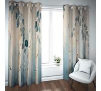 Décor de Style Nordique Rideaux occultants Feuilles Tronc d’Arbre Droit Rideaux et Rideaux de forêt pour Ferme Salle de conférence Salle de Bain Cuisine W200xL245cm 2 pièces
