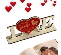 Décor de Table pour la Saint-Valentin | Ornement Bois Rustique Décoratif Cœur Amour | Décoration D'intérieur Romantique,pour la Maison Chambre Séjour Cuisine Décor Campagnard Bureau Etagère