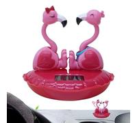Décor De Tableau De Bord Flamant Rose - Ornement De Tête Secouante 12 X 11 Cm, Figurine De Bureau À Balancement Automatique, Jolie Sculpture À Énergie Solaire | Cadeau De Décoration Intérieure De Voit